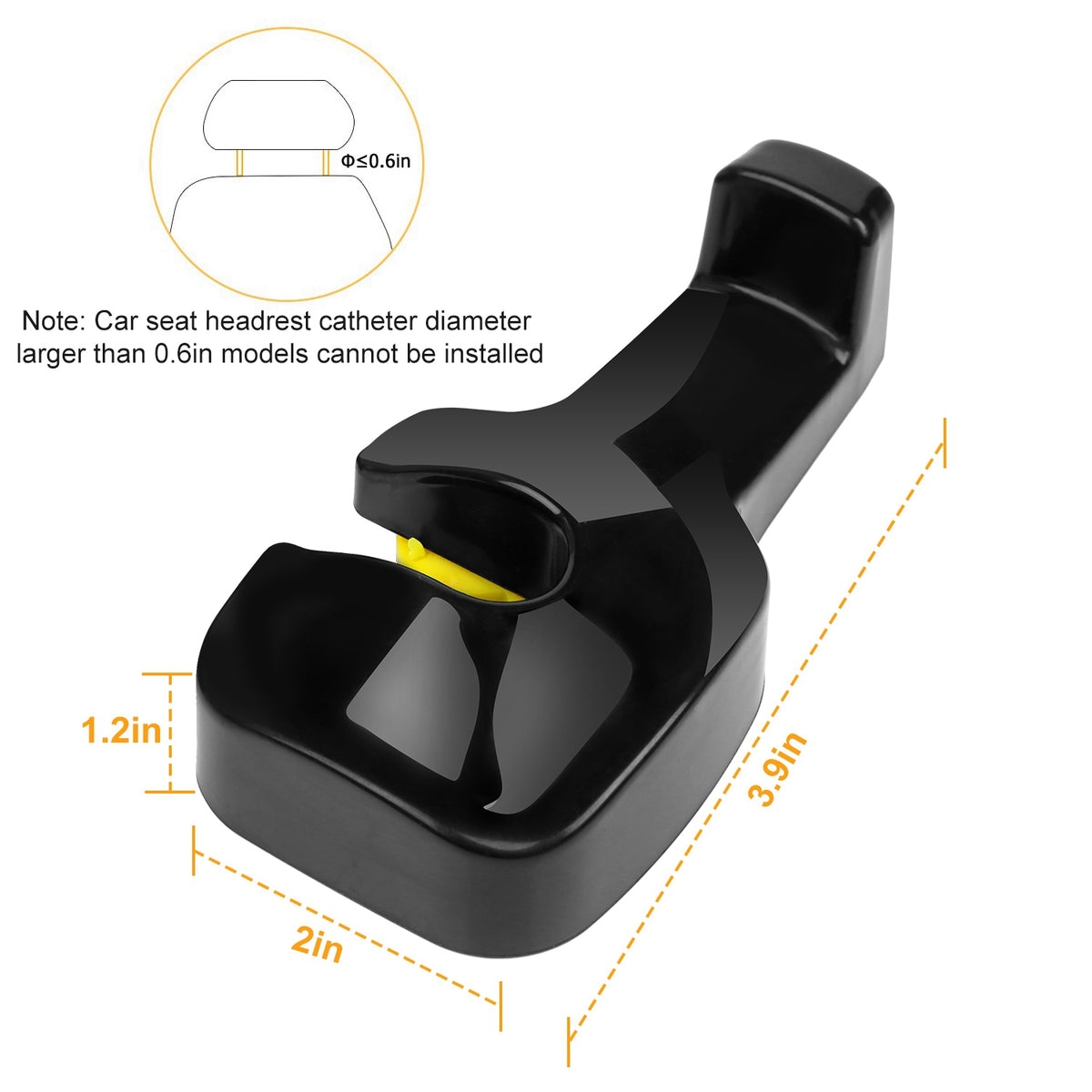 Car Headrest Hooks, 2 Pack, White - image 7