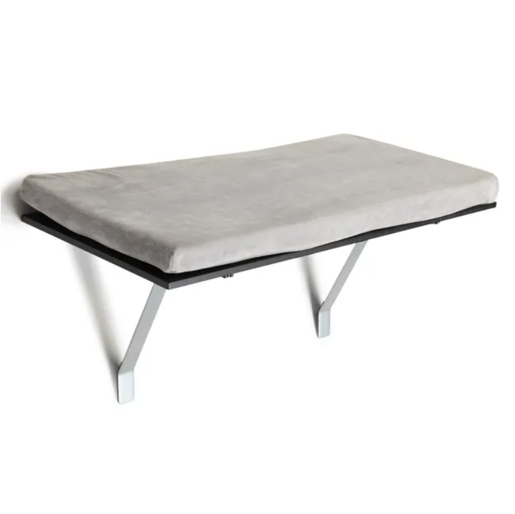 Cat Window Perch Shelf with Cushion, Black and Grey - image 5