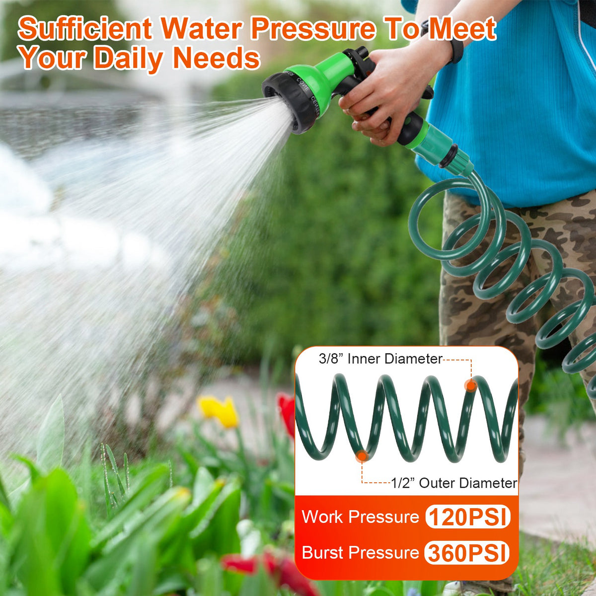 Recoil Garden Hose, 65 ft, with 7-Pattern Nozzle - image 5