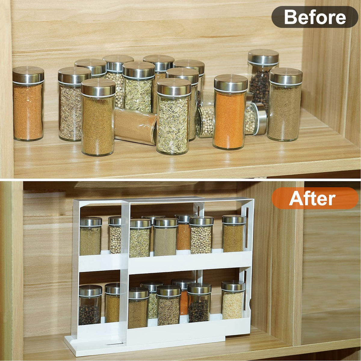 Two-Tier Swivel Cabinet Spice Organizer, White - image 6