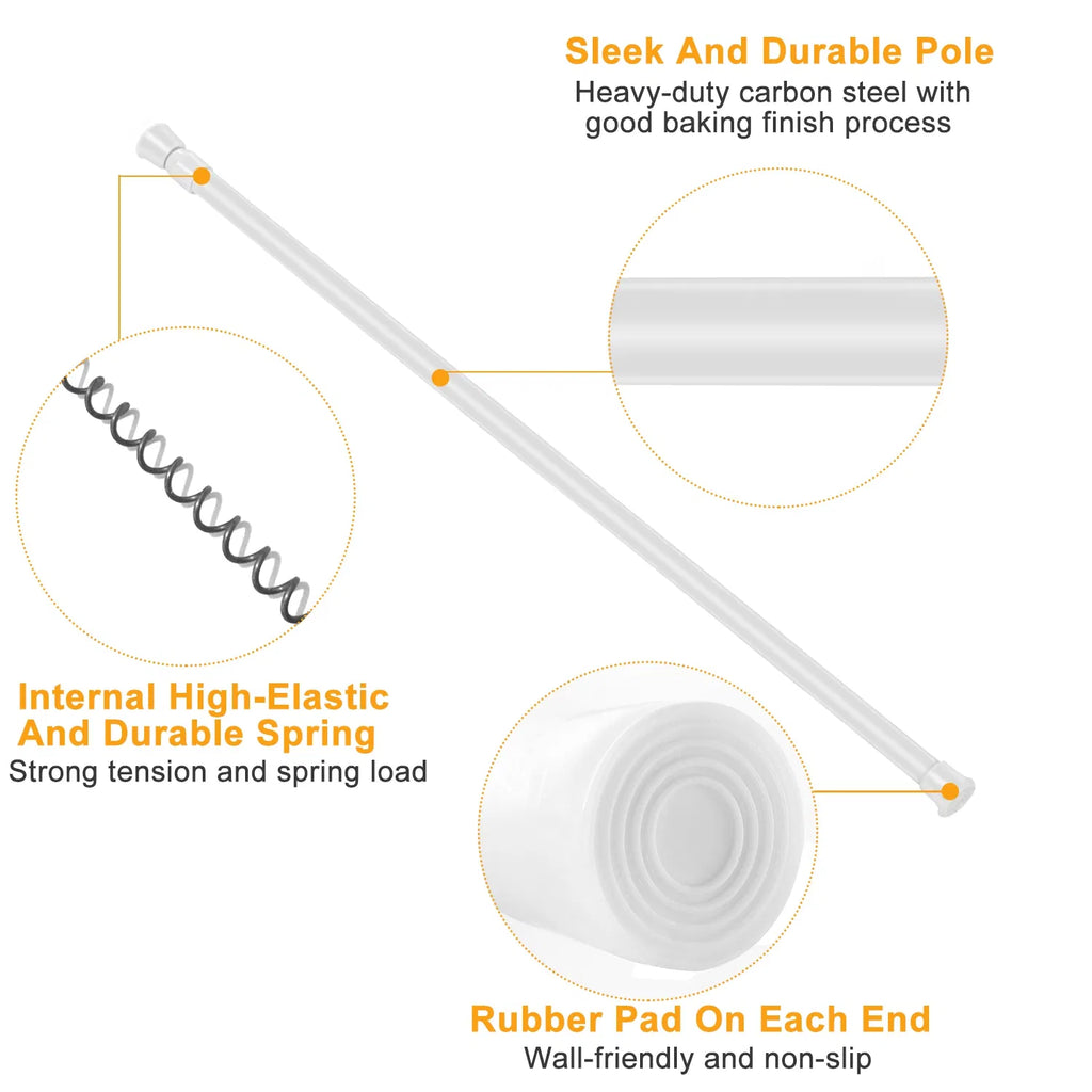 Spring Tension Curtain Rod, White - image 3