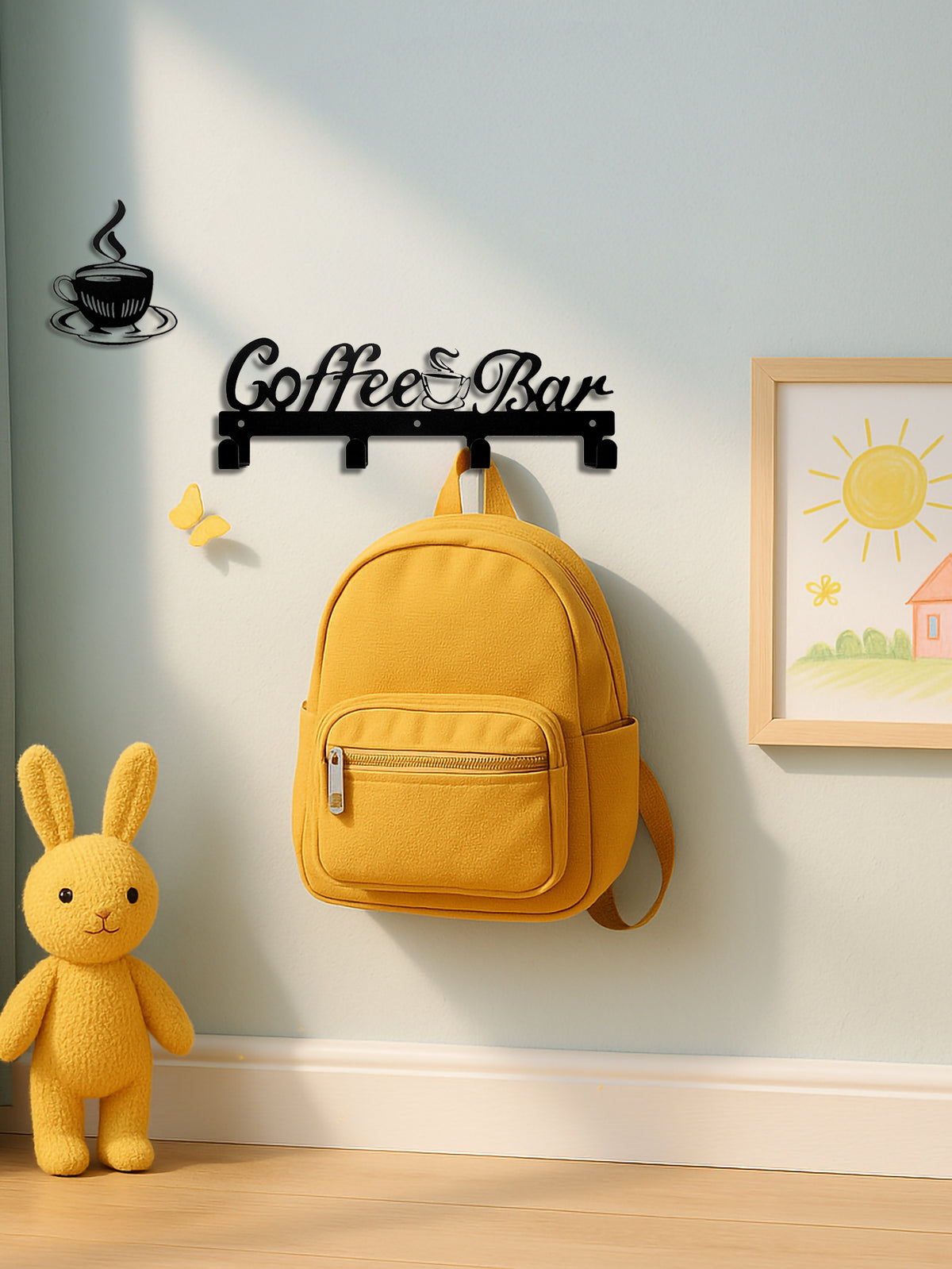 Coffee Bar Wall Mug Rack with Hooks - image 6