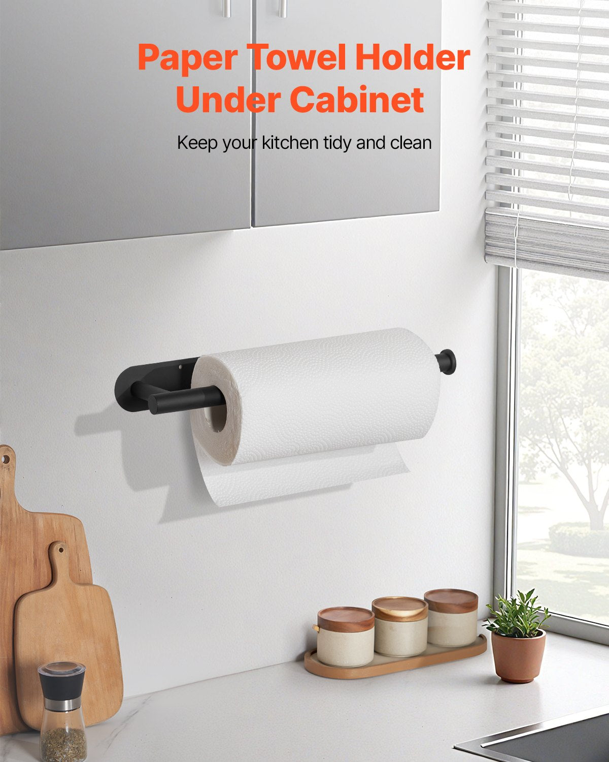 Under-Cabinet Paper Towel Holder, Black Stainless Steel - image 2