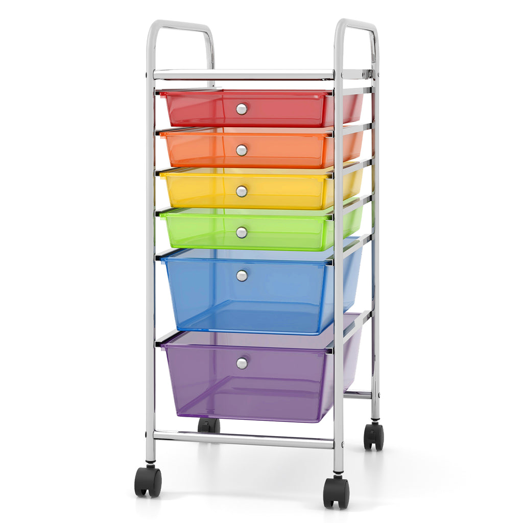 6-Drawer Rolling Storage Cart, Clear Multicolor - image 4