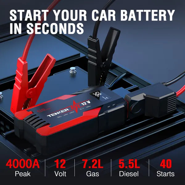 4000A Peak Car Jump Starter with LCD Display