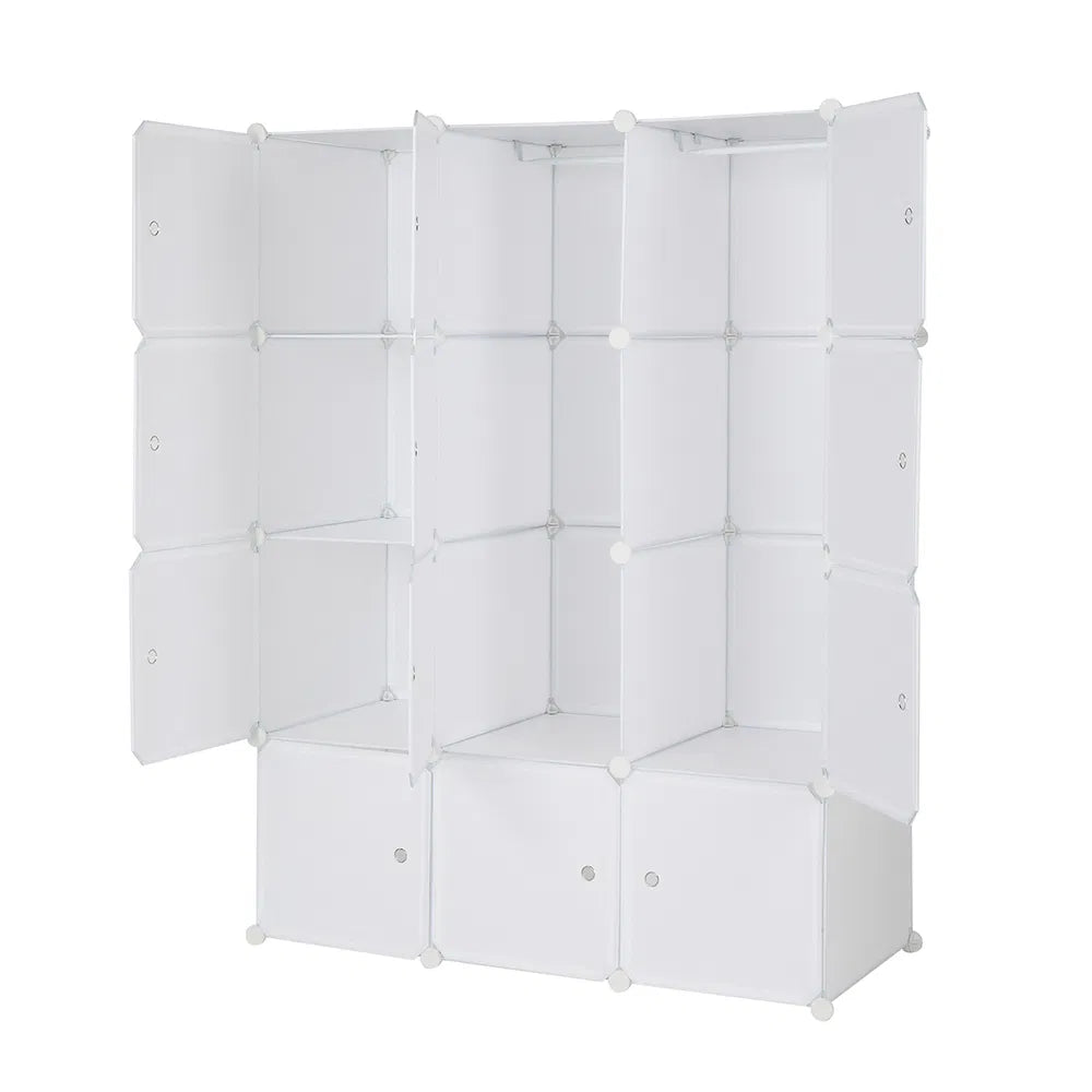 12 Cube Storage Organizer with Hanging Rod, White - image 5