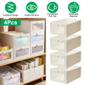 Foldable Closet Storage Bins with Window, 4 Pack, Beige