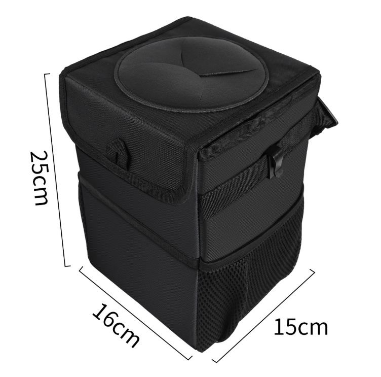 Hanging Car Trash Can with Lid, Leakproof Lining, Black - image 2