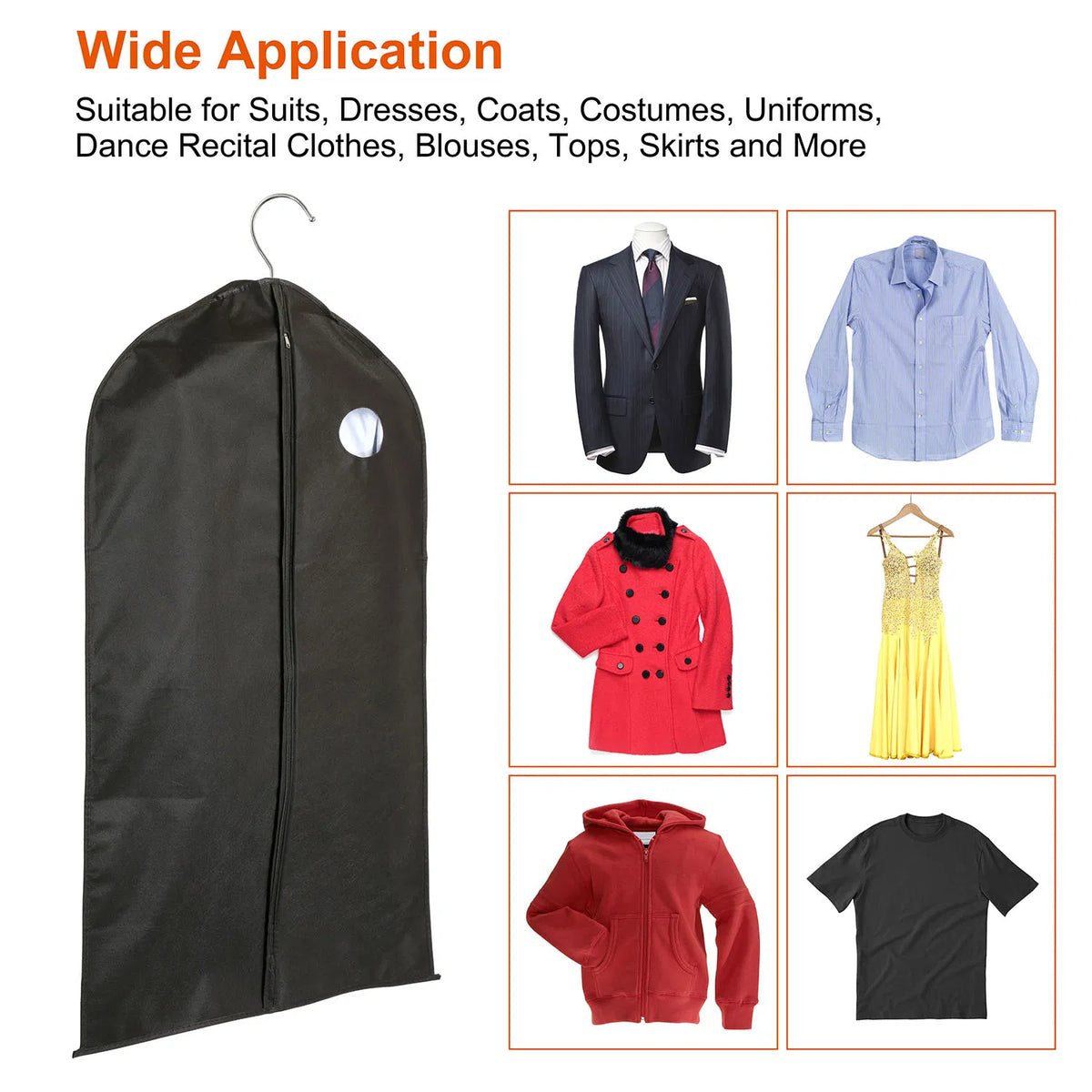 Hanging Garment Bags, 39 x 24 Inch, 5 Pack - image 3