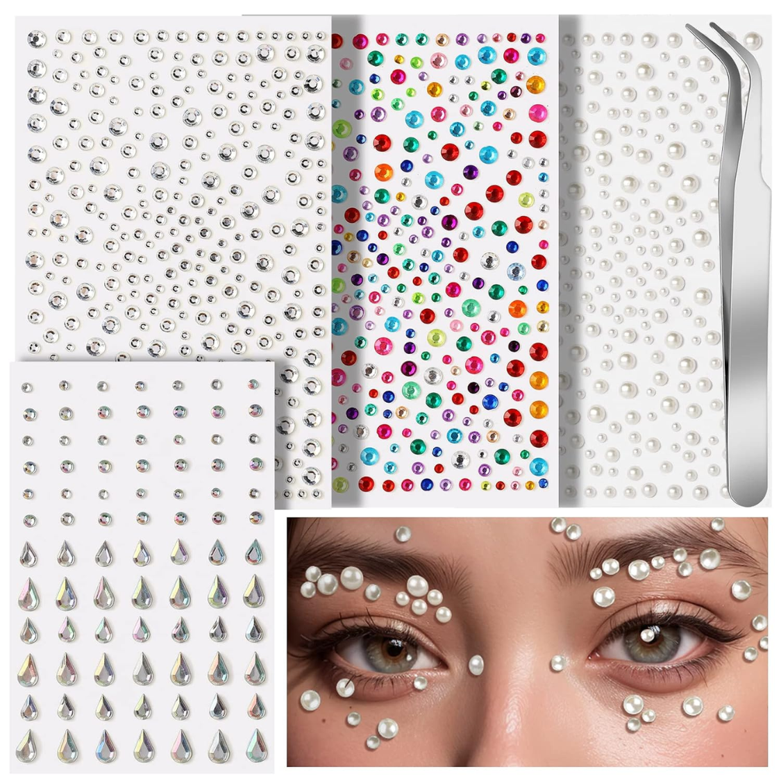Face Gem Stickers, 4 Sheets - image 4