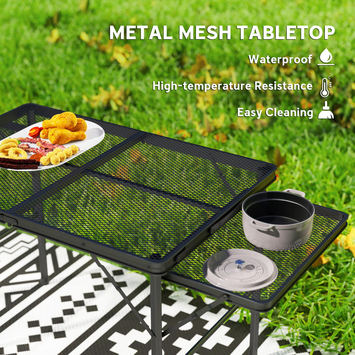 Folding Camping Table, 4.5 ft with 2 Wing Panels - image 7