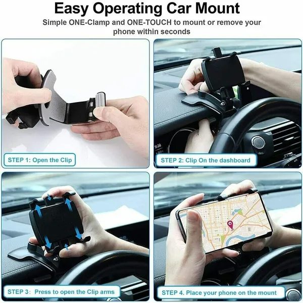 Dashboard Clamp Phone Mount, Black