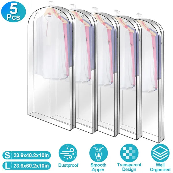 Clear Hanging Garment Bags, 5 Pack - image 2