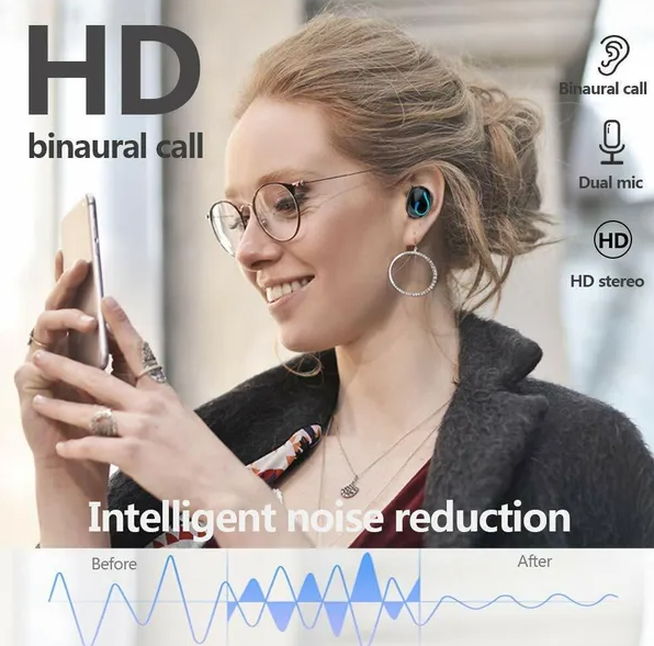Wireless Earbuds with LED Charging Case, Black - image 4