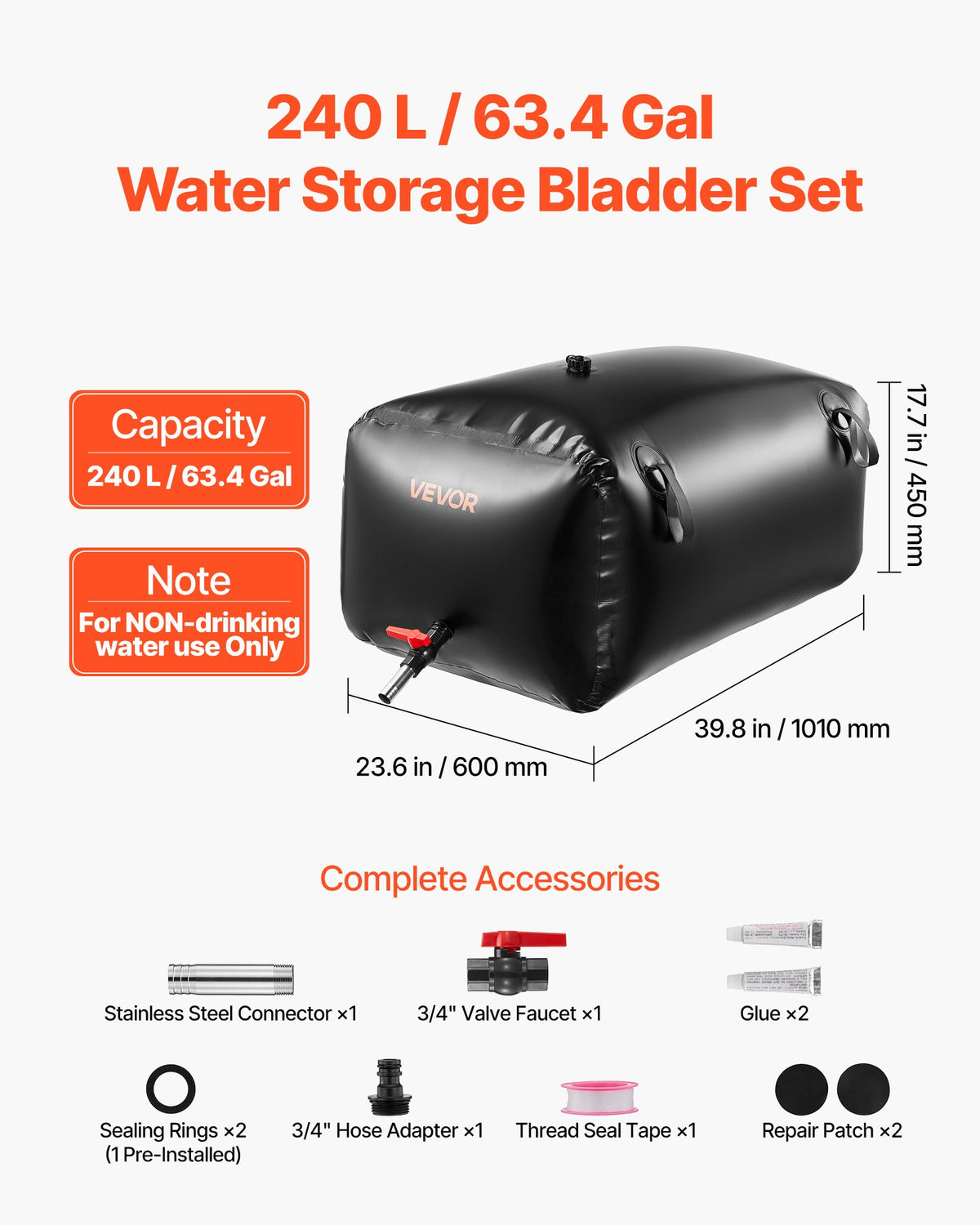 Collapsible Water Storage Bladder, 63.4 Gal - image 3