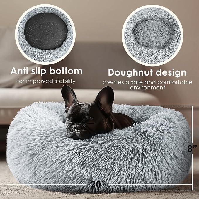 Calming Donut Pet Bed, 20 Inch, Light Grey - image 3