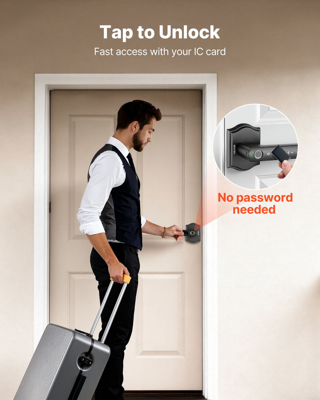 Fingerprint Door Knob Lock with Keypad, Black - image 3