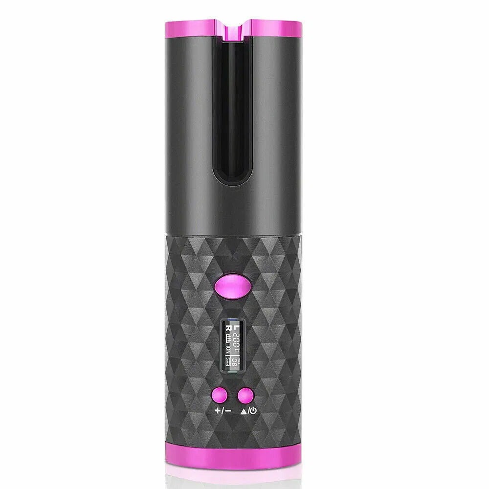 Cordless Auto-Rotating Hair Curler, Black - image 3