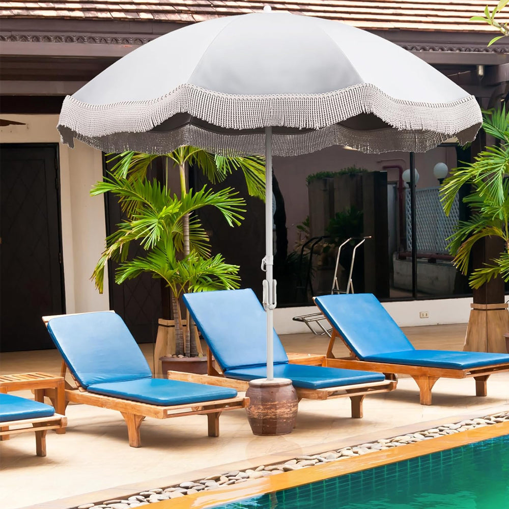 Fringe Beach Umbrella, 6.5 ft, with Tilt and Sand Anchor - image 4