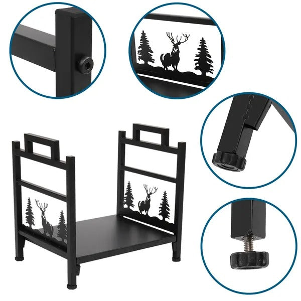 Firewood Log Holder, Deer and Tree Design, Black - image 4