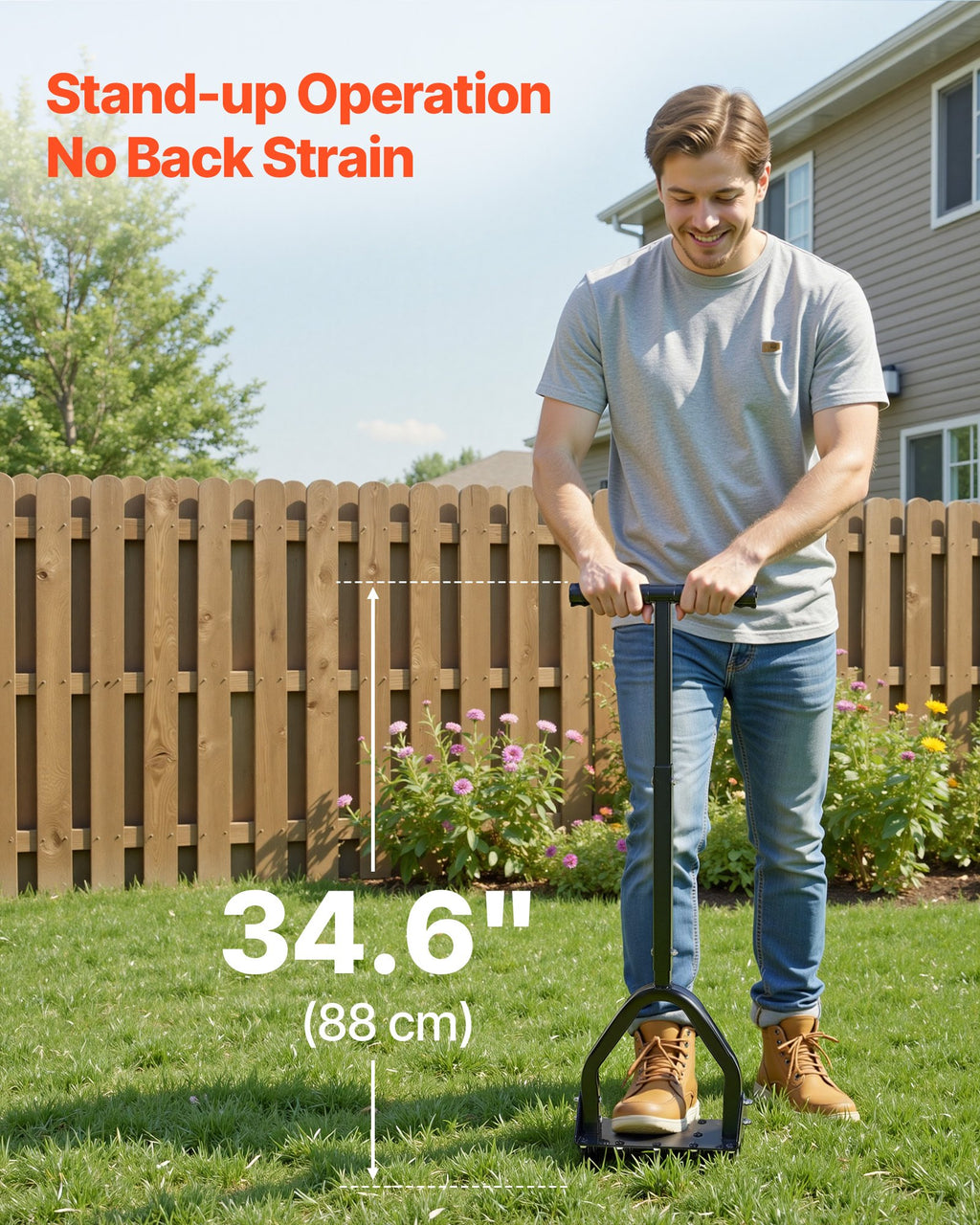 Manual Lawn Aerator, 15 Spikes, Foot Plate - image 3