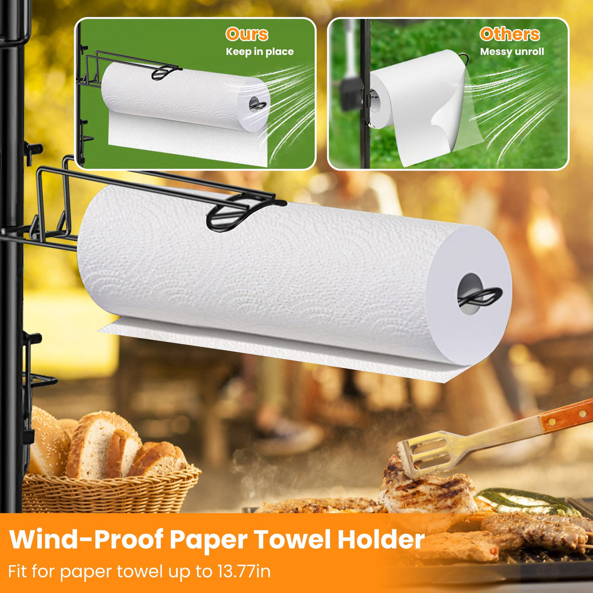 Standing BBQ Griddle Caddy with Paper Towel Holder - image 2