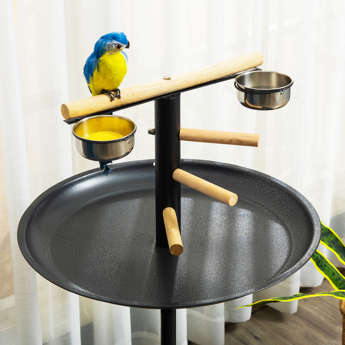 Bird Play Stand with Wheels and Feeding Bowls - image 6