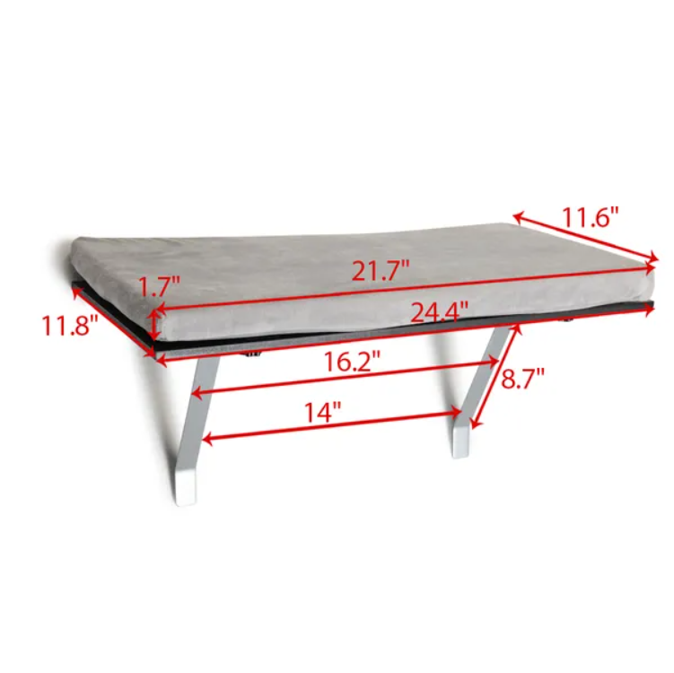 Cat Window Perch Shelf with Cushion, Black and Grey - image 8