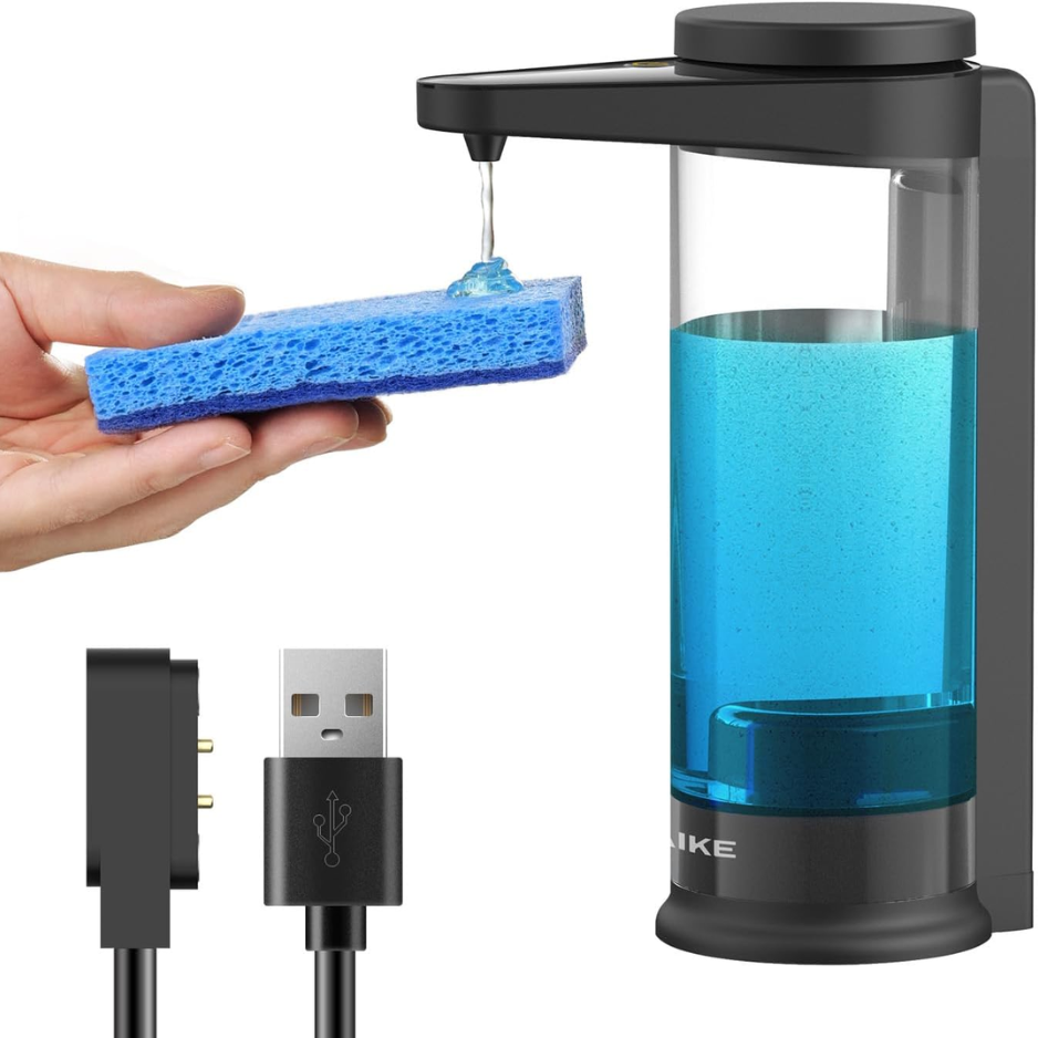 Automatic Dish Soap Dispenser, 17 oz, Black
