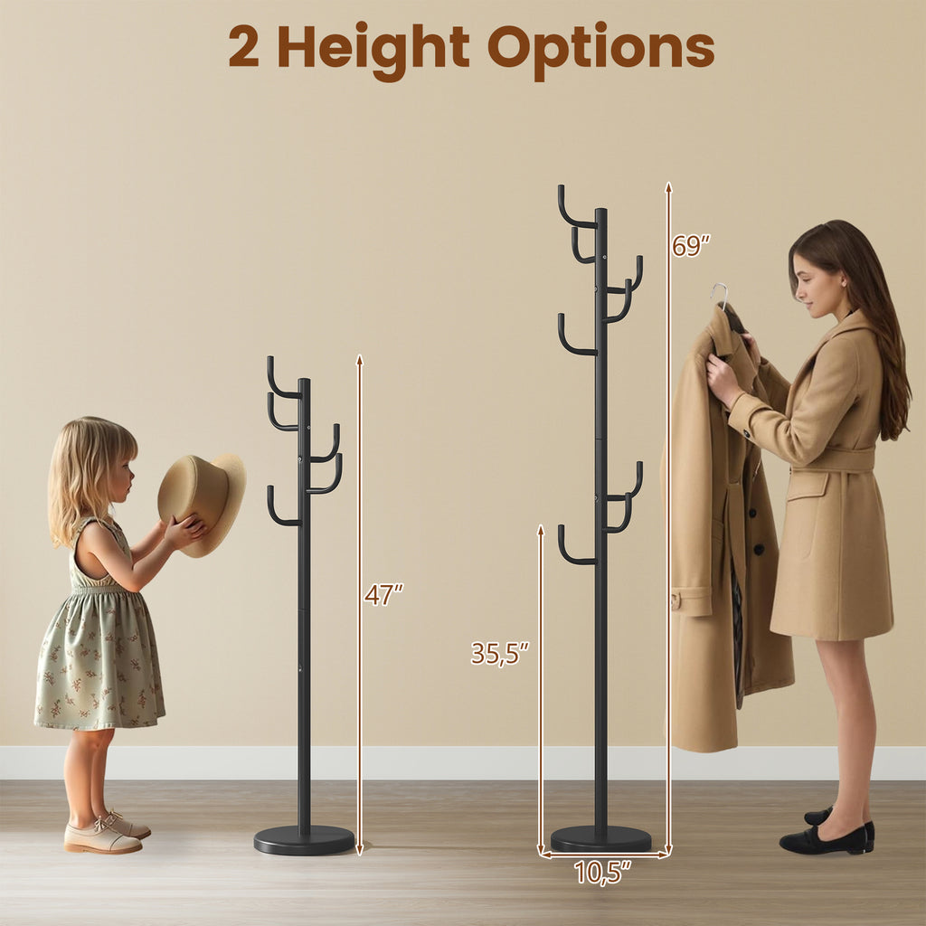 Metal Coat Rack Stand, 8 Hooks
