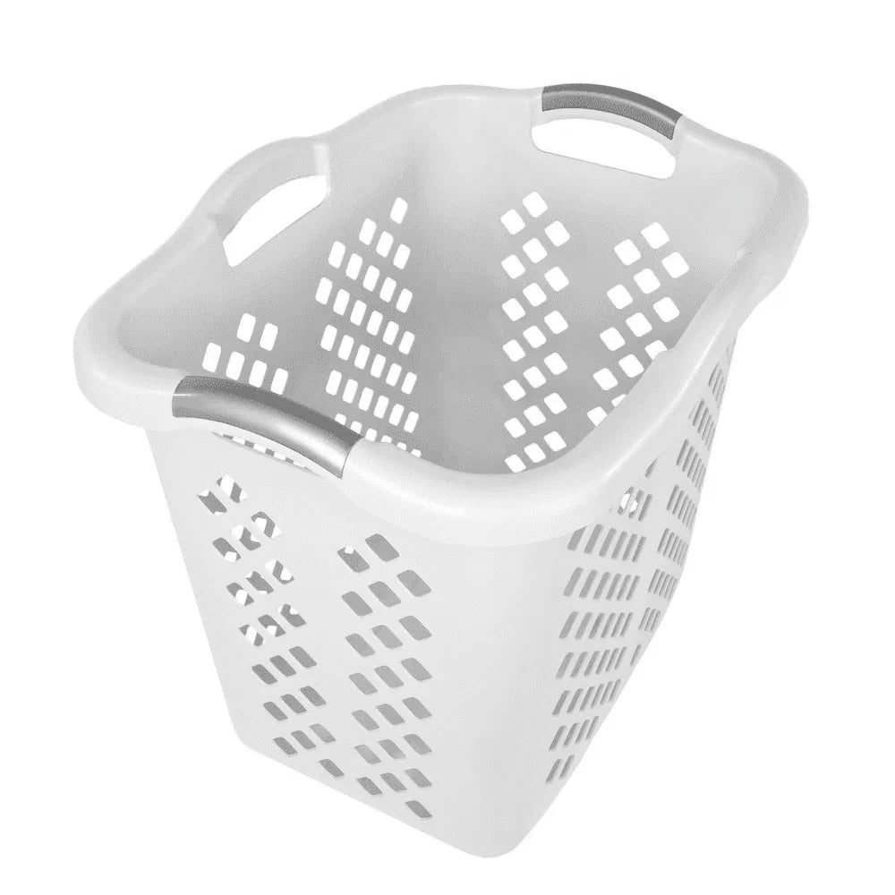 Tall Plastic Laundry Basket, 2 Bushel, 2 Pack, White - image 5