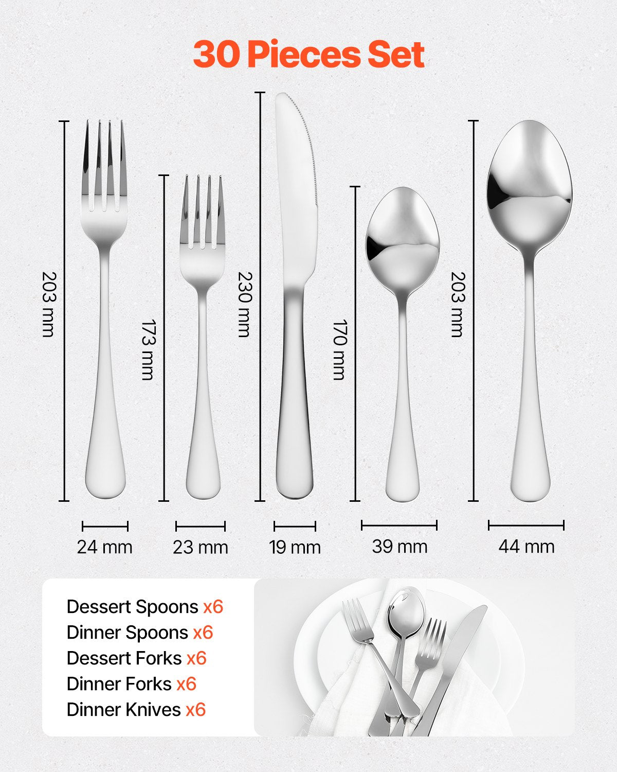 Stainless Steel Flatware Set, 30 Pieces, Service for 6 - image 4