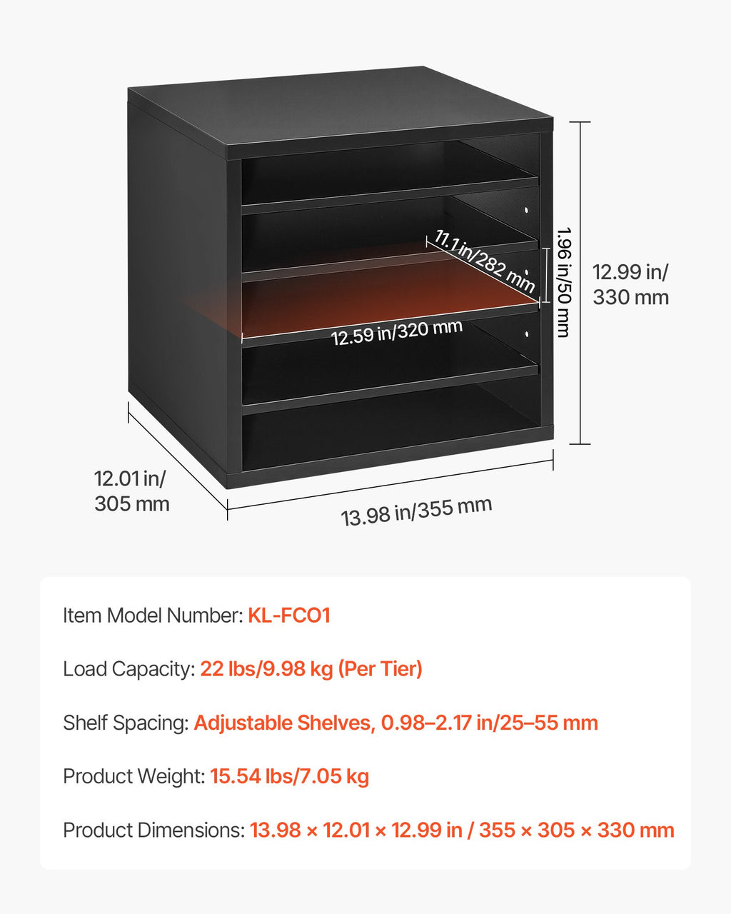 Literature Organizer, 5 Compartments, Black - image 4