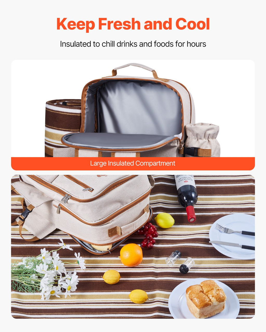 4-Person Picnic Backpack with Insulated Cooler - image 2