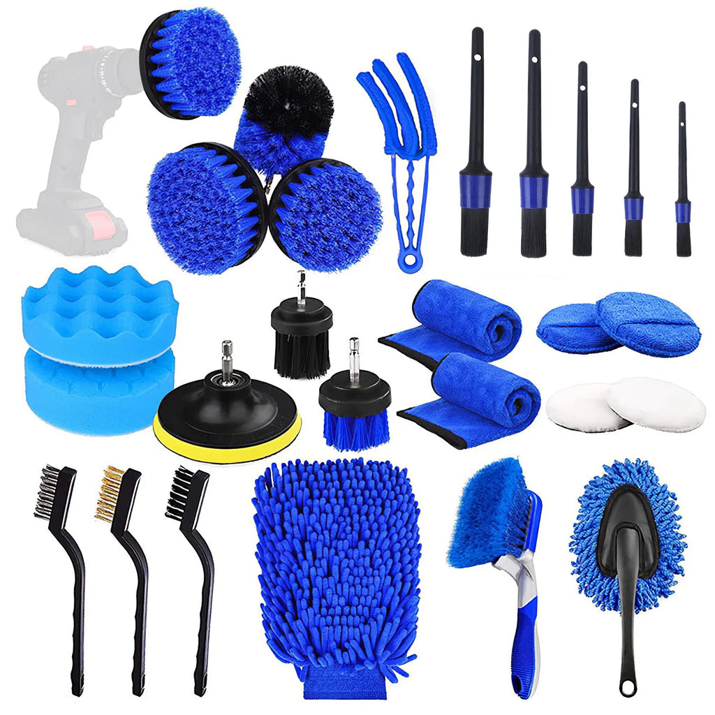 Car Detailing Brush Kit, 26 Piece, Blue - image 3