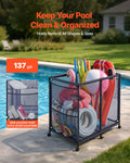 Rolling Pool Storage Bin, Mesh, 36.8 x 24 x 35.6 in