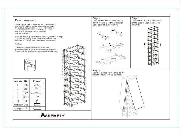 10-Tier Shoe Rack Cabinet with Cover, 9 Grids - image 5