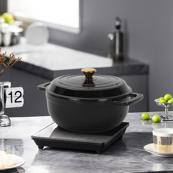 Enameled Cast Iron Dutch Oven with Lid, 6 Qt, Black - image 5