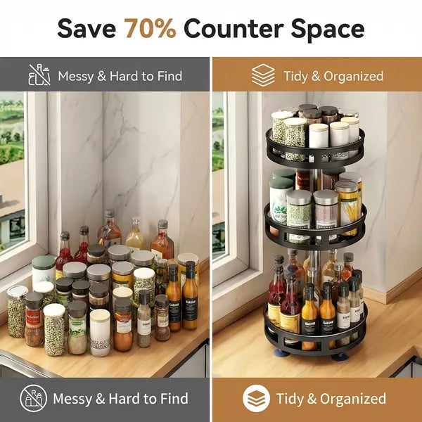 3-Tier Rotating Spice Rack, Black - image 5