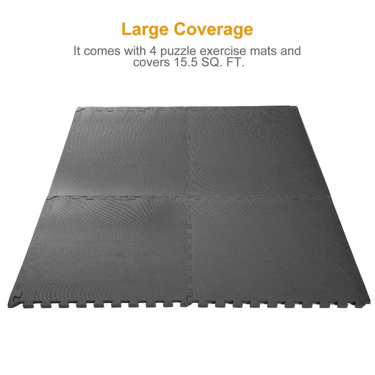 Puzzle Exercise Mat, 4 Interlocking Tiles, Grey - image 7