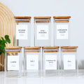Square Glass Spice Jars with Labels, 12 Pack