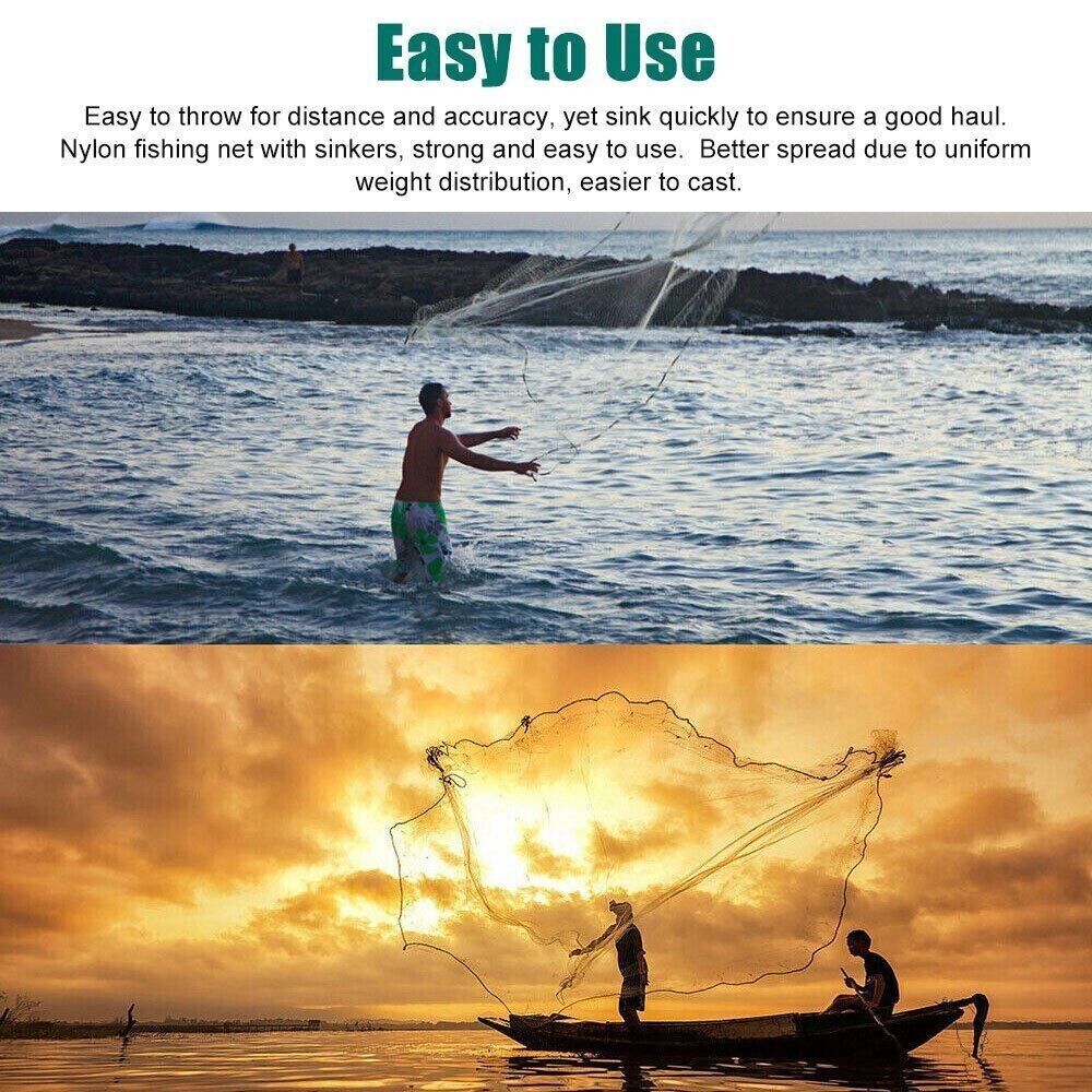 Fishing Cast Net, 6 ft, Nylon Mesh - image 3