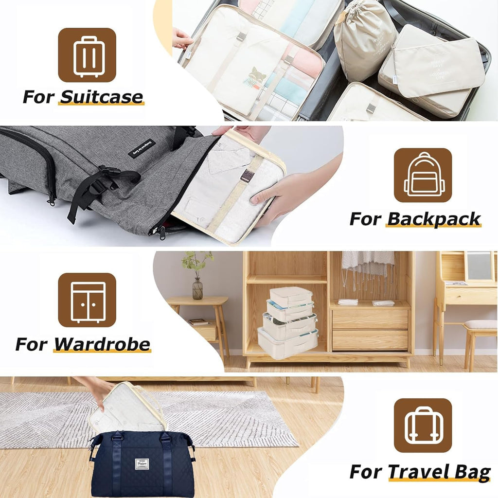Packing Cubes, 8 Piece Set, Beige - image 4