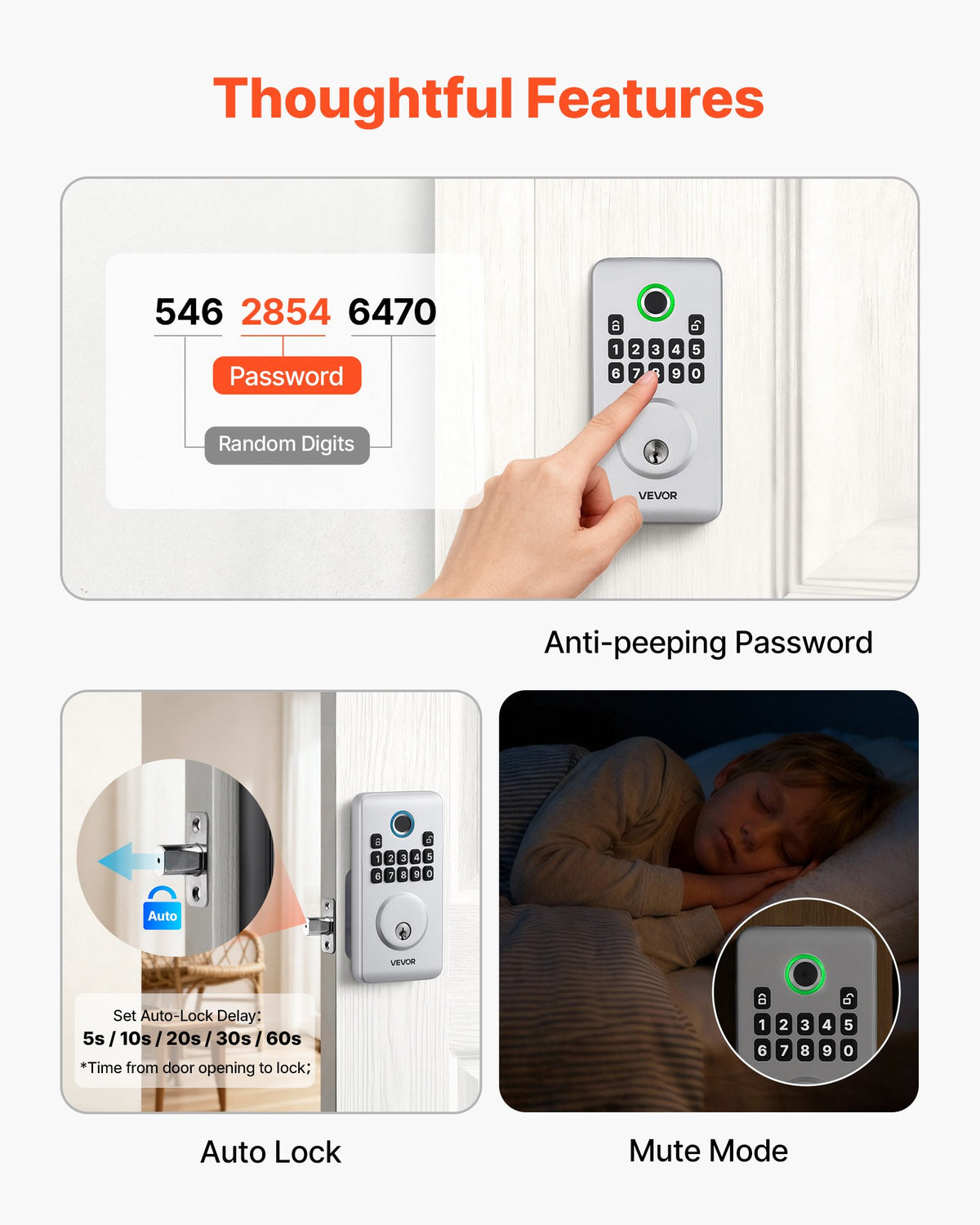 Fingerprint Deadbolt Lock with Keypad, Black - image 5