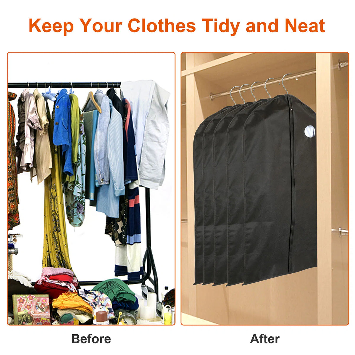 Hanging Garment Bags, 39 x 24 Inch, 5 Pack