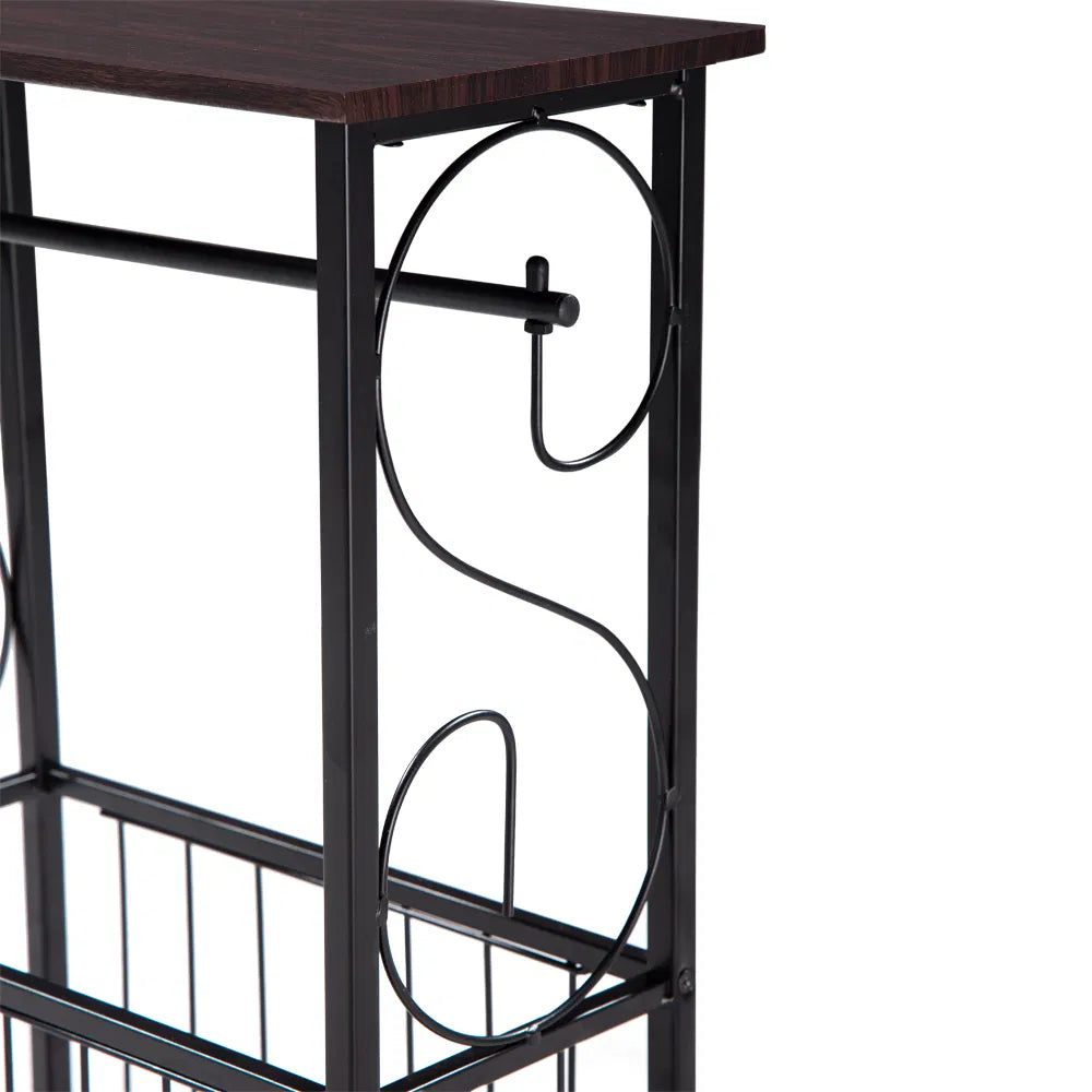 Narrow Side Table with Magazine Rack, Dark Brown - image 6