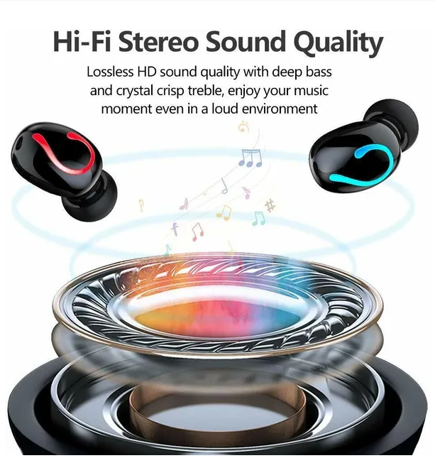 Wireless Earbuds with LED Charging Case, Black - image 2