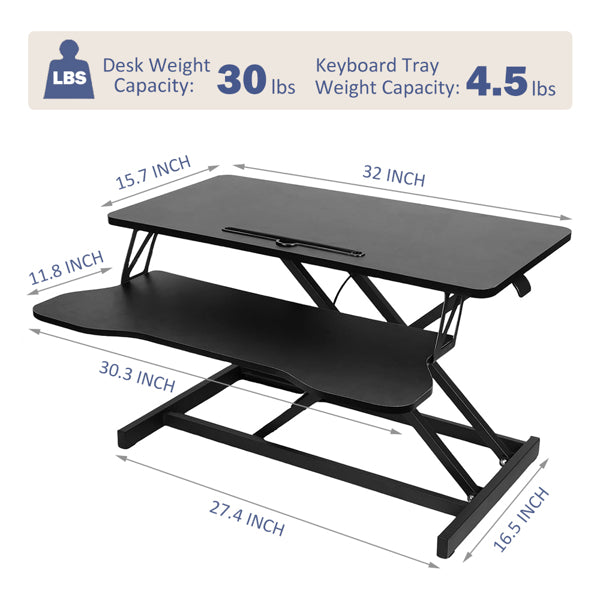 Standing Desk Converter, 32 Inch, Black - image 6
