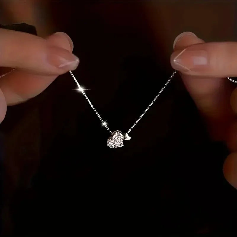 Double Heart Pendant Necklace