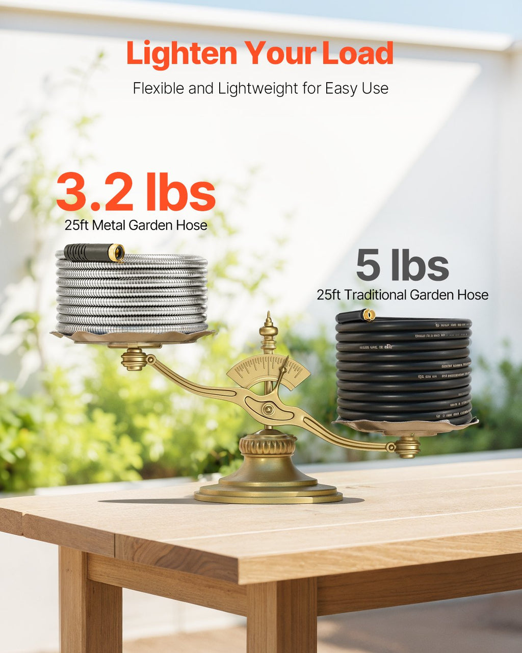 Stainless Steel Garden Hose, 25 ft, with 10-Pattern Nozzle - image 3